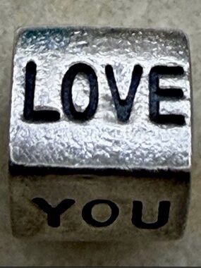 Authentic Pandora Retired Two-Tone "I Love You" Cube Charm 790200
